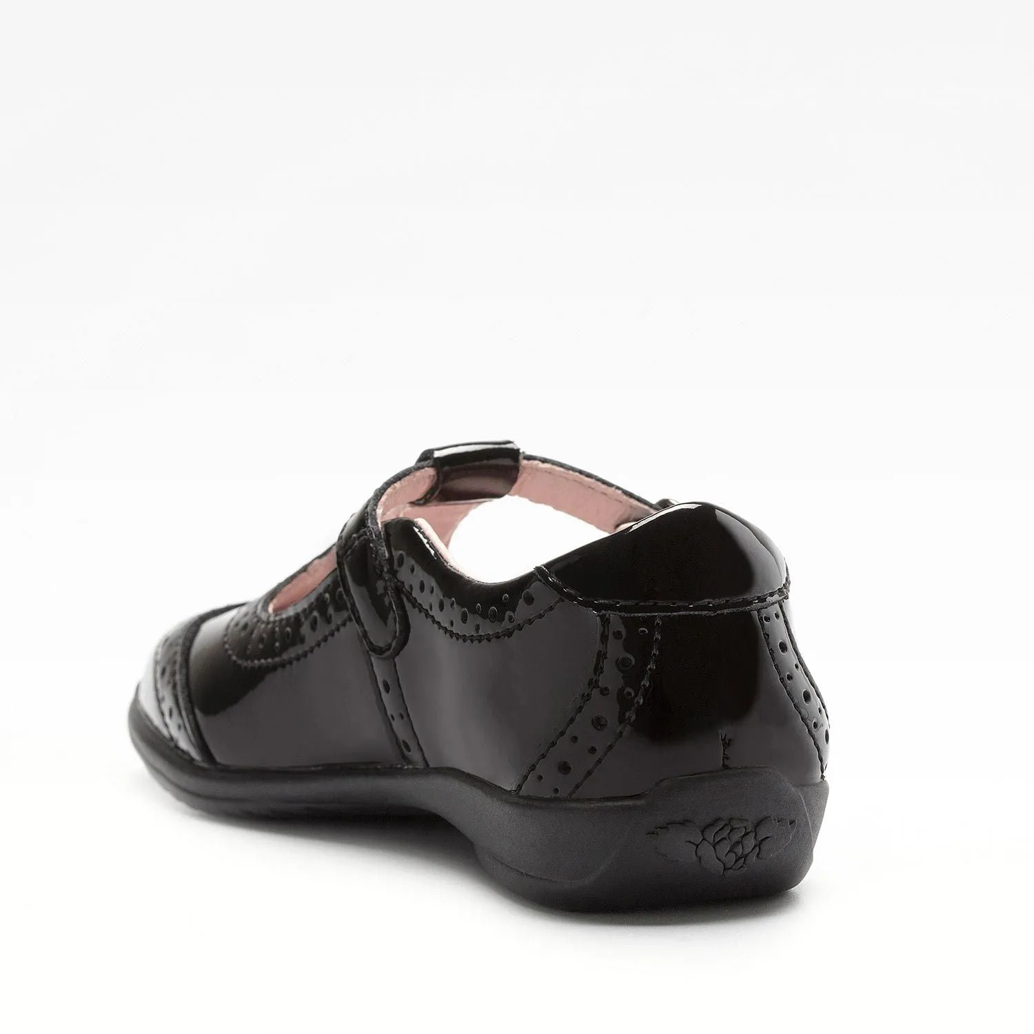 Lelli Kelly Jennette Black Patent T-Bar Velcro Girls School Shoes