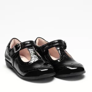 Lelli Kelly Jennette Black Patent T-Bar Velcro Girls School Shoes