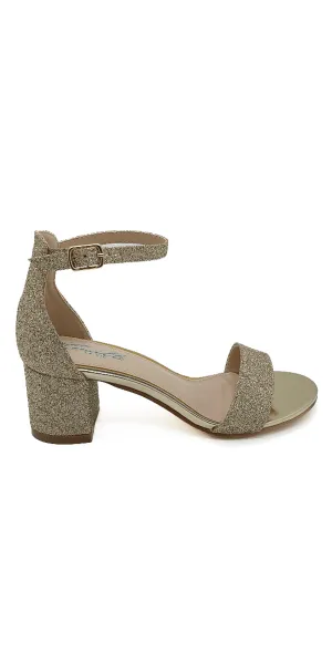 Low Heel Glitter  Ankle Strap Sandal