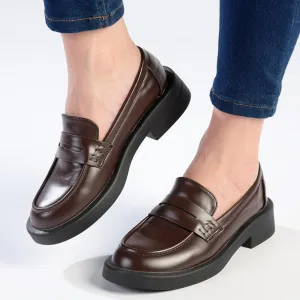 Madison Blessing - Cut Out Saddle Loafer  - Dark Brown