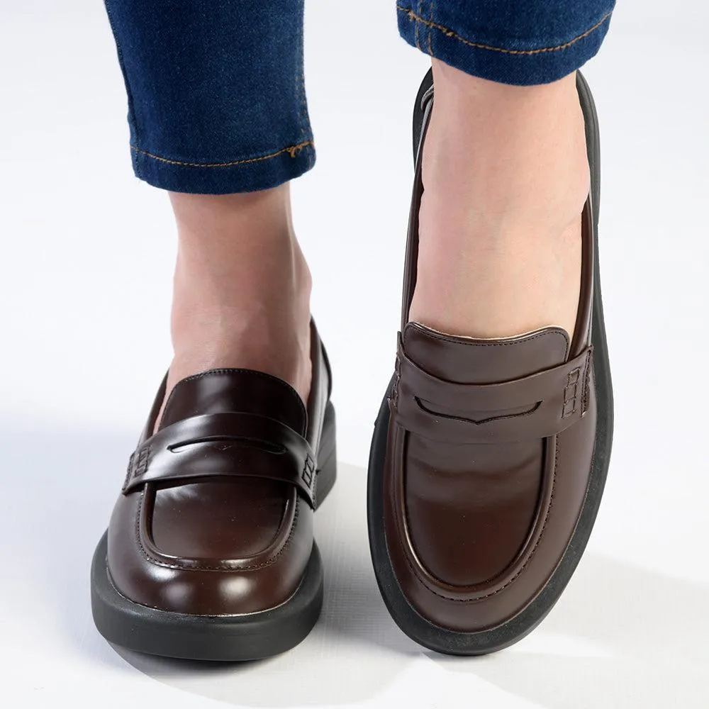 Madison Blessing - Cut Out Saddle Loafer  - Dark Brown