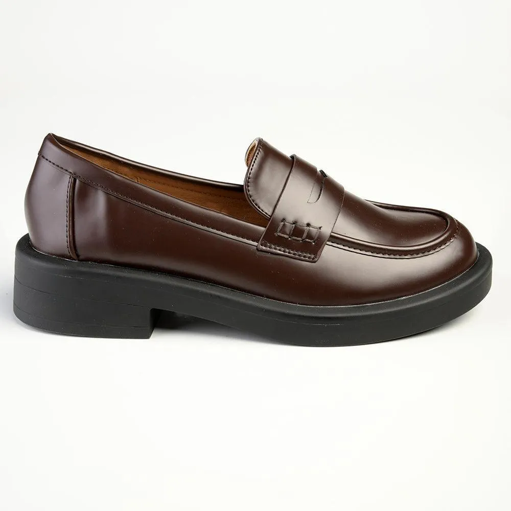 Madison Blessing - Cut Out Saddle Loafer  - Dark Brown