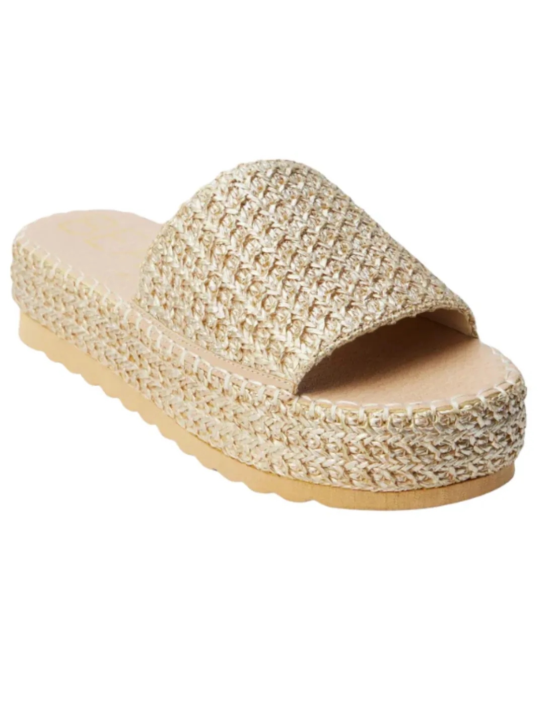 Matisse Del Mar Platform Sandals - Gold Raffia