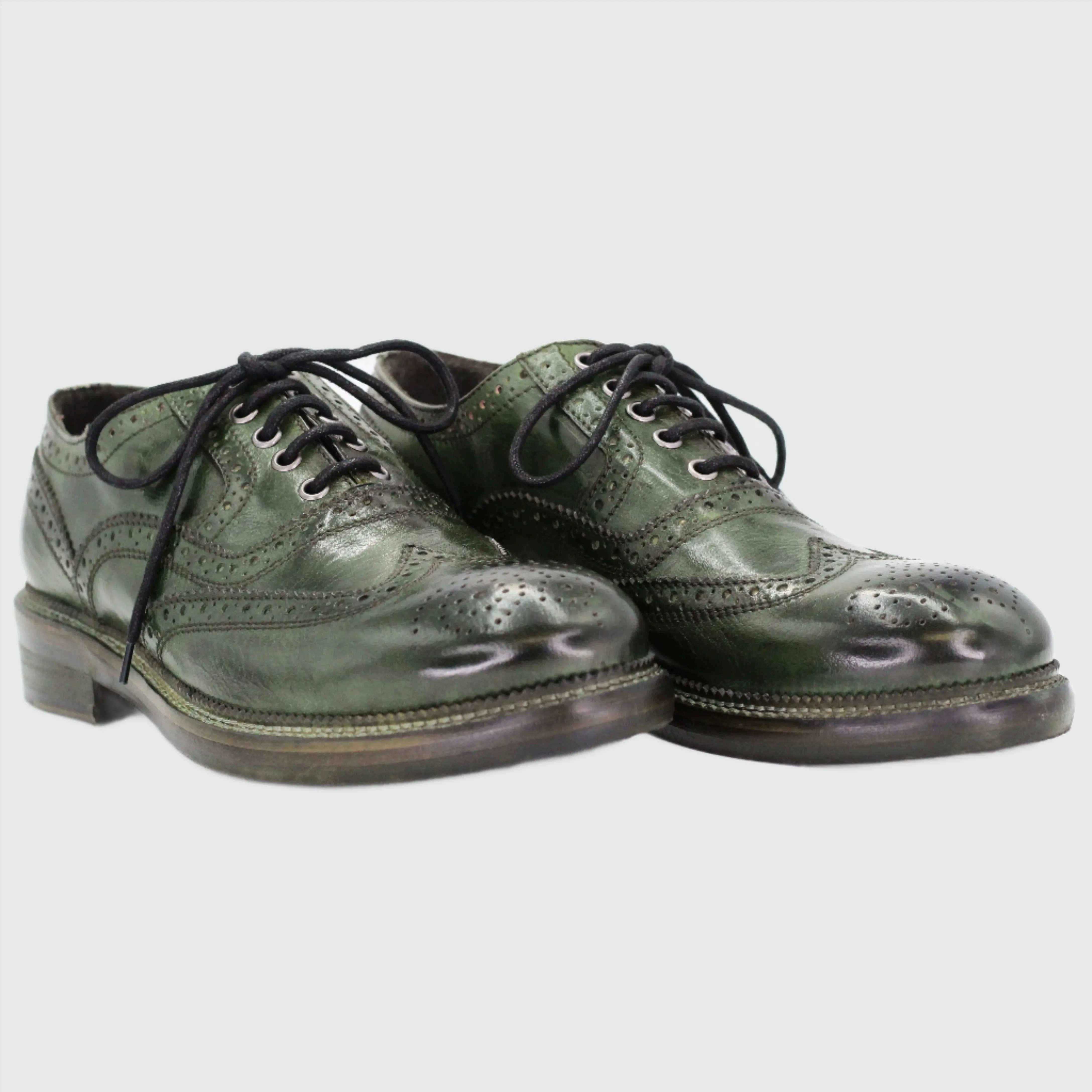 Men's Brogue Derby in calf leather Verde (JPU37340/5)