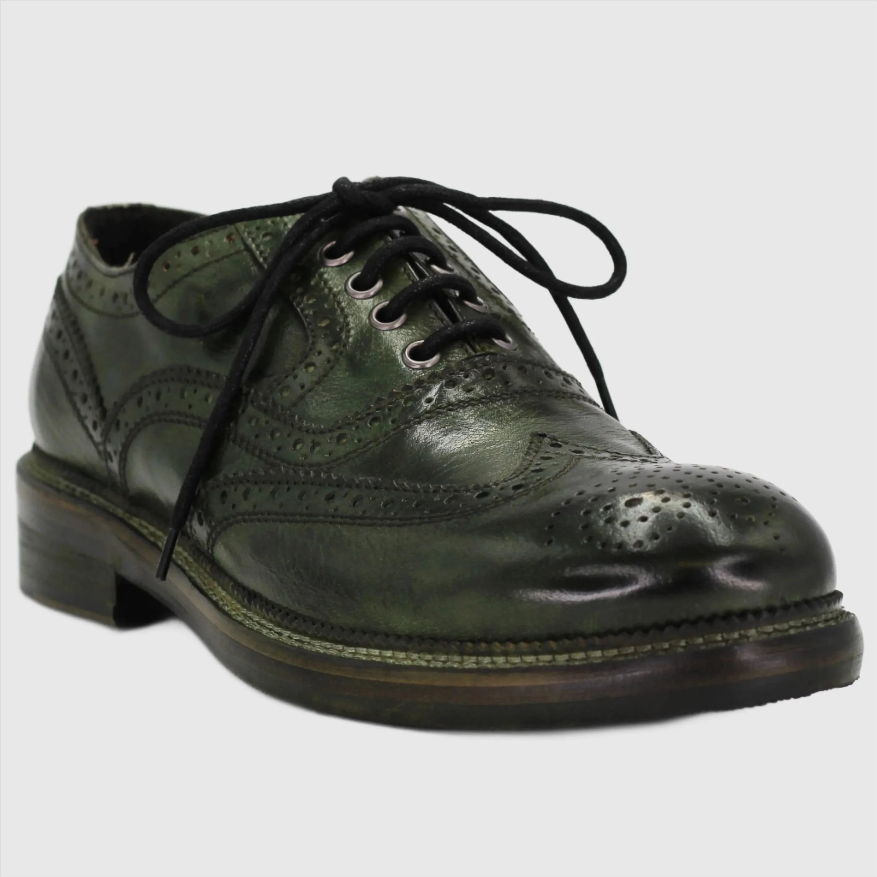 Men's Brogue Derby in calf leather Verde (JPU37340/5)