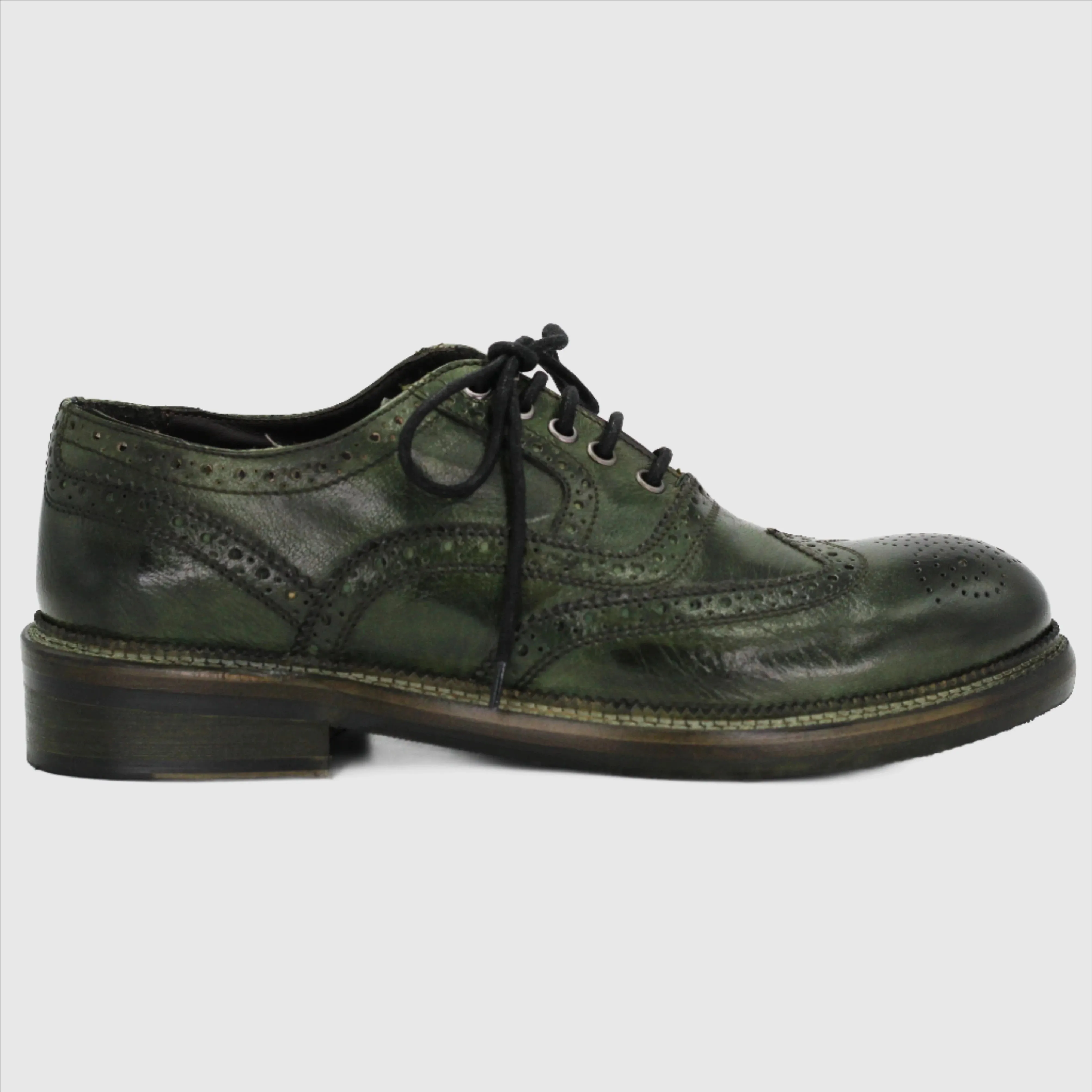 Men's Brogue Derby in calf leather Verde (JPU37340/5)
