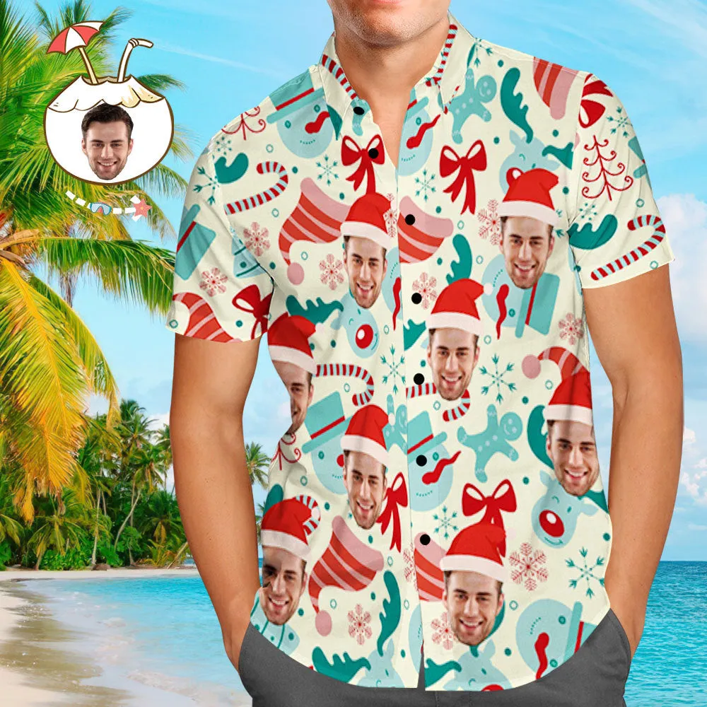Men's Christmas Hawaii Shirts Christmas Gifts for Men Santa Hat