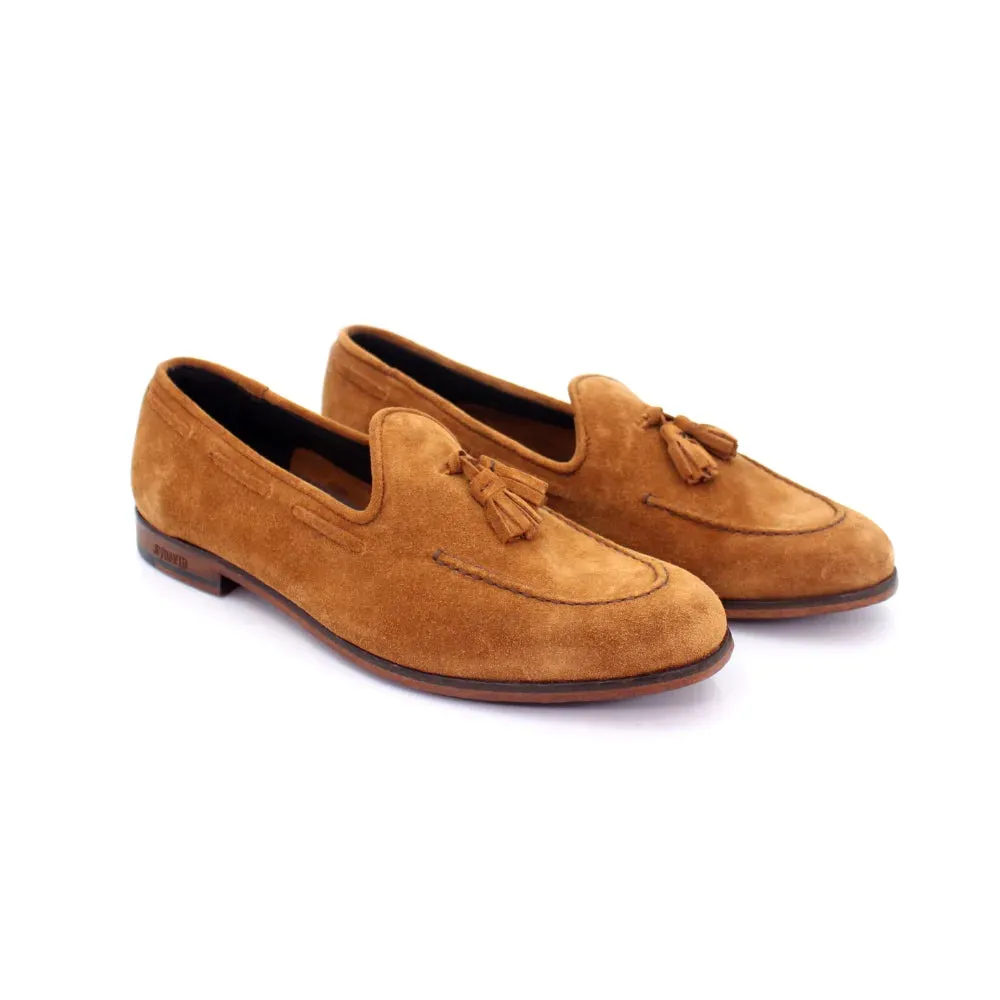 Men's Moccasin in Calf Leather Suede Ocra Tan (JPU809/4)