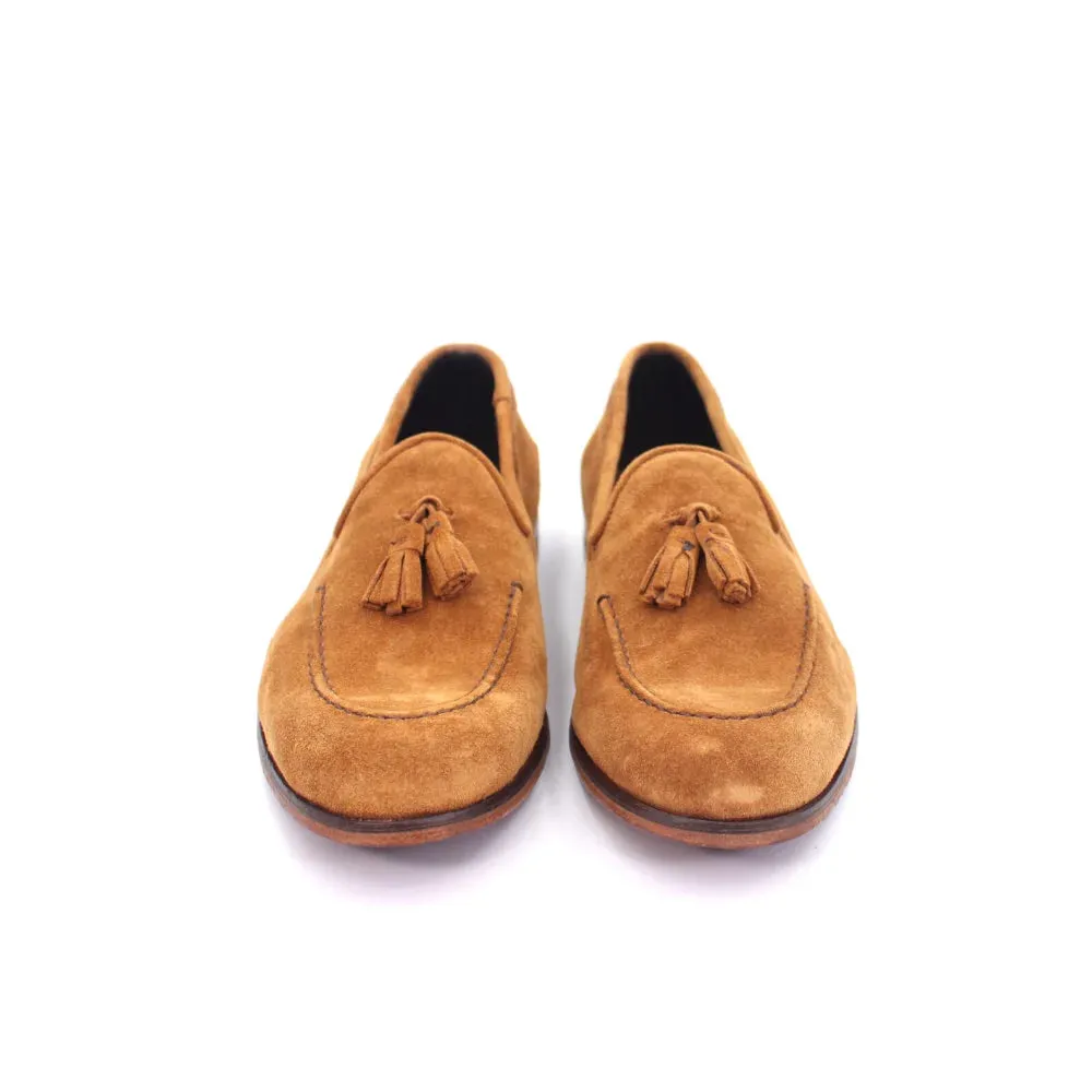 Men's Moccasin in Calf Leather Suede Ocra Tan (JPU809/4)
