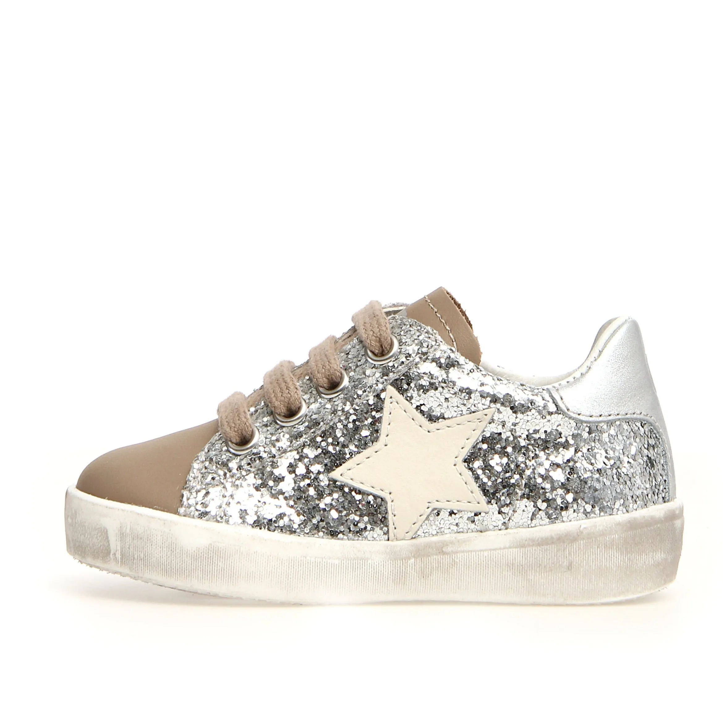 Naturino Girl's Annie Zip Glitter, Taupe - Silver