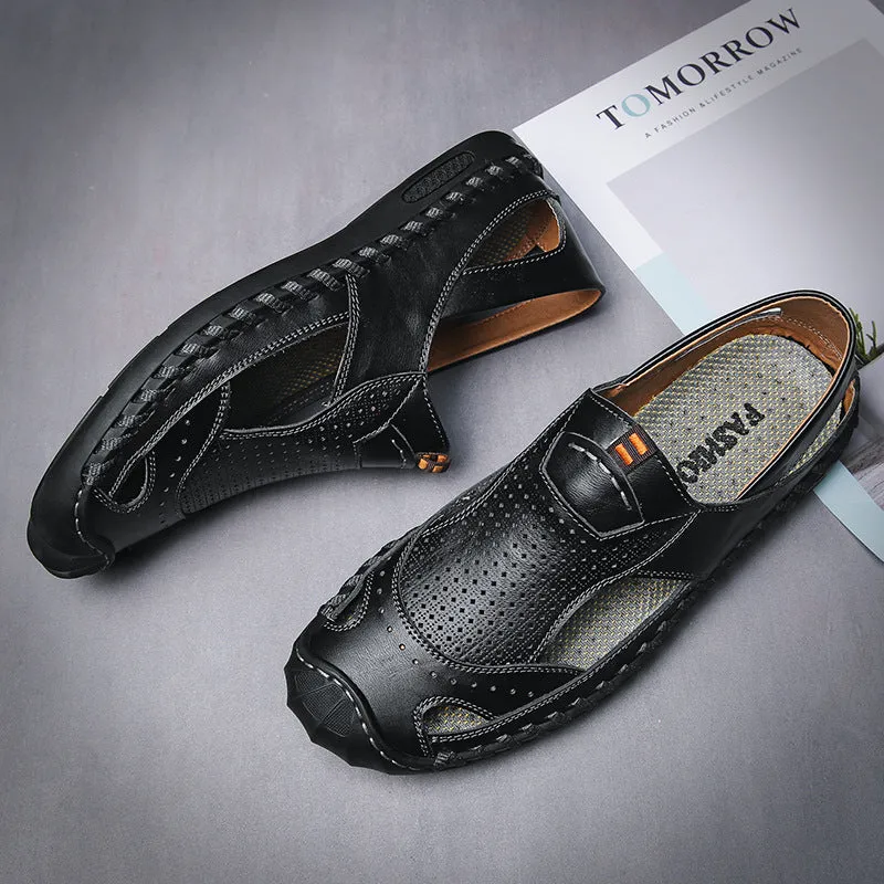 New Men's Shoes Leather Sandals Beach Shoes