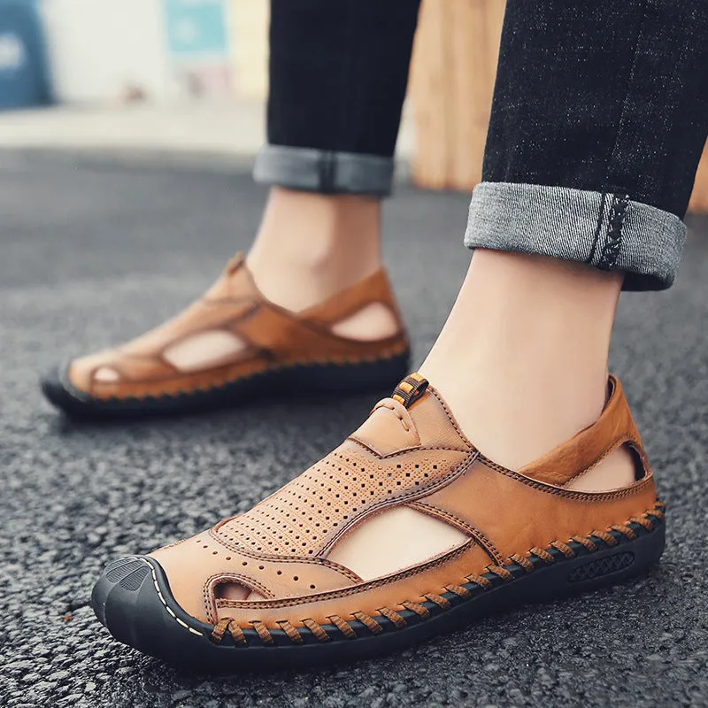 New Men's Shoes Leather Sandals Beach Shoes