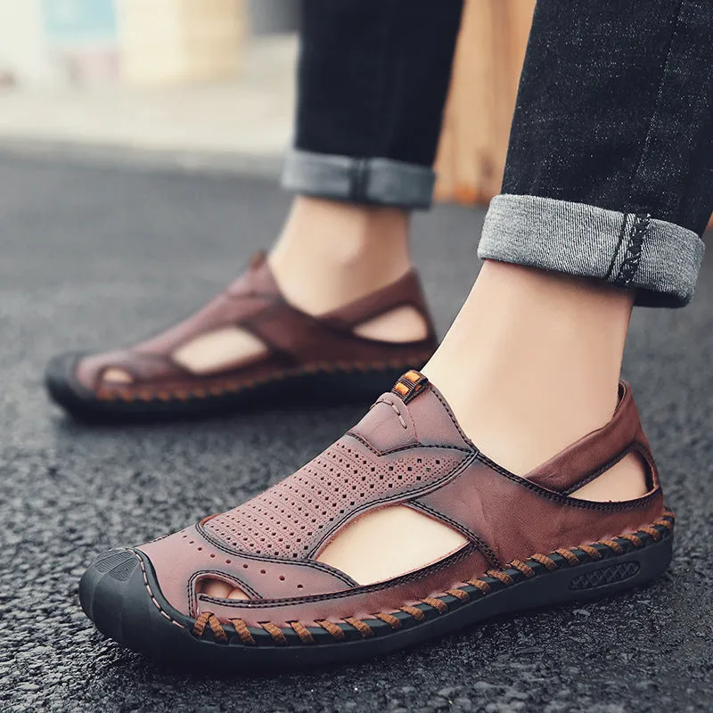 New Men's Shoes Leather Sandals Beach Shoes
