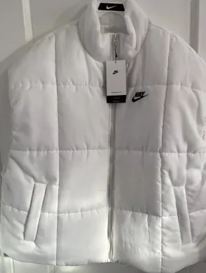 NEW! NIKE Classic Puffer Therma-Fit Oversized L Lrg Large Adult Women Sleeveless White Vest Jacket