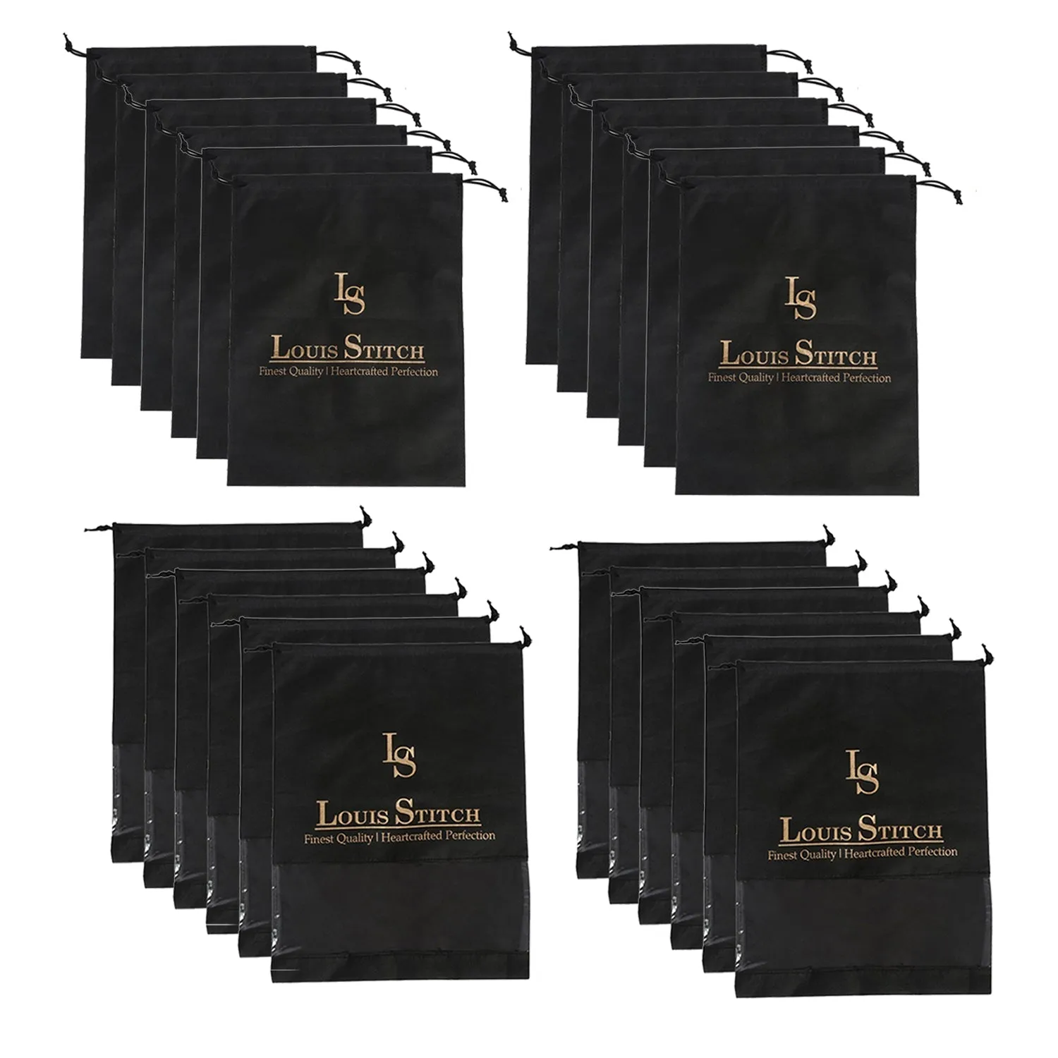 Non Woven Shoe Bag Pack Of  24 Black Plain & See Thru