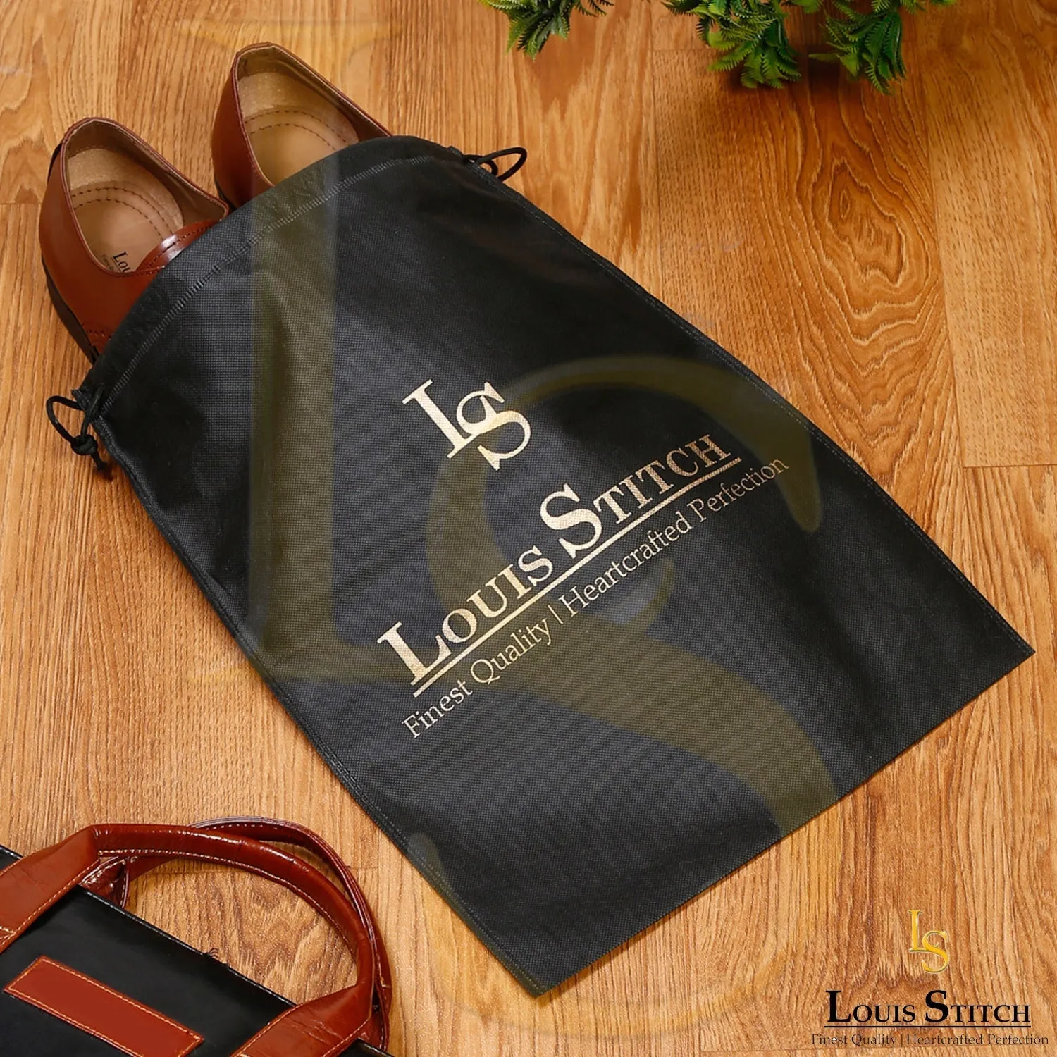 Non Woven Shoe Bag Pack Of  6 Black Plain & See Thru