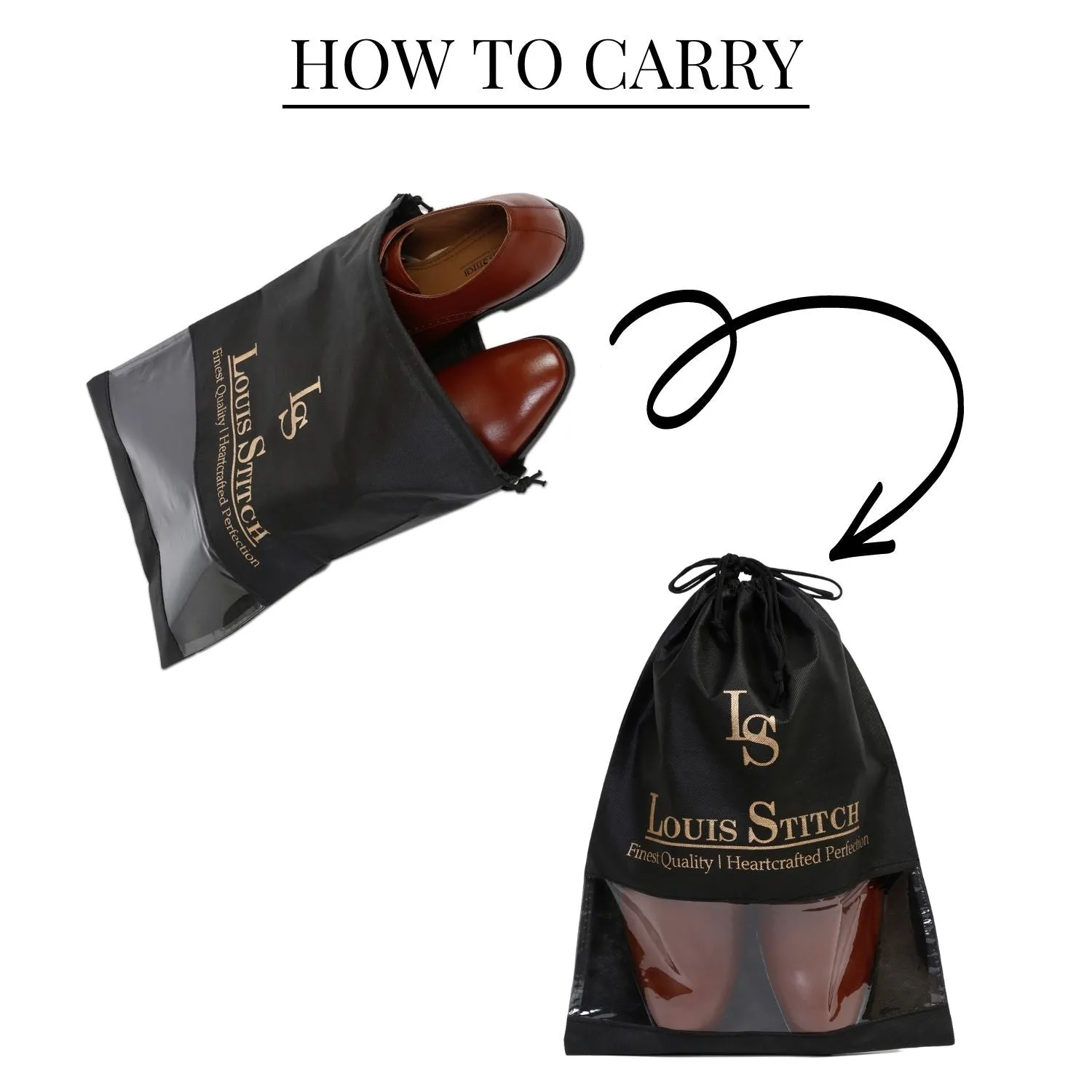 Non Woven Shoe Bag Pack Of  6 Black Plain & See Thru