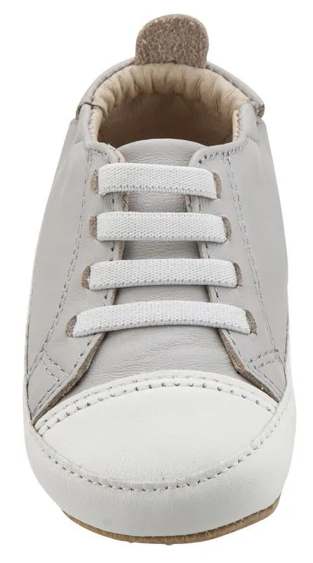 Old Soles Boy's & Girl's 106R Eazy Jogger Vintage Trainer Grey and White Leather Slip On Sneakers