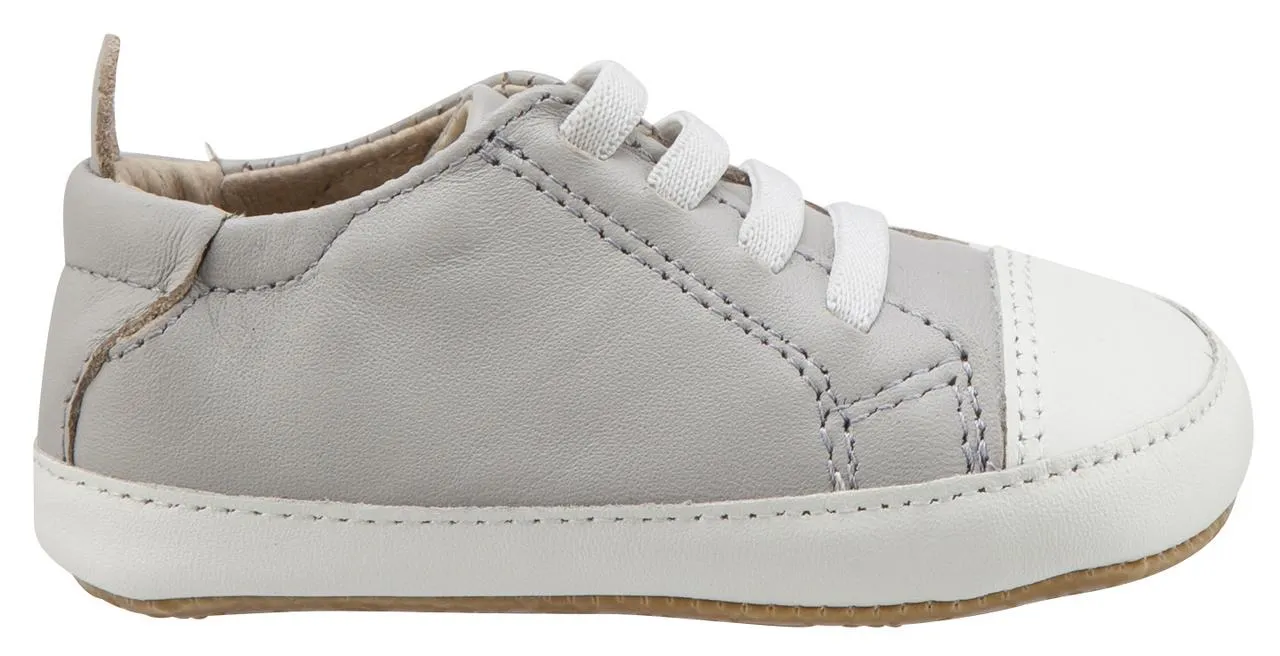 Old Soles Boy's & Girl's 106R Eazy Jogger Vintage Trainer Grey and White Leather Slip On Sneakers