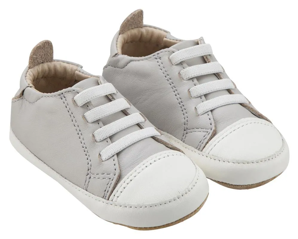 Old Soles Boy's & Girl's 106R Eazy Jogger Vintage Trainer Grey and White Leather Slip On Sneakers