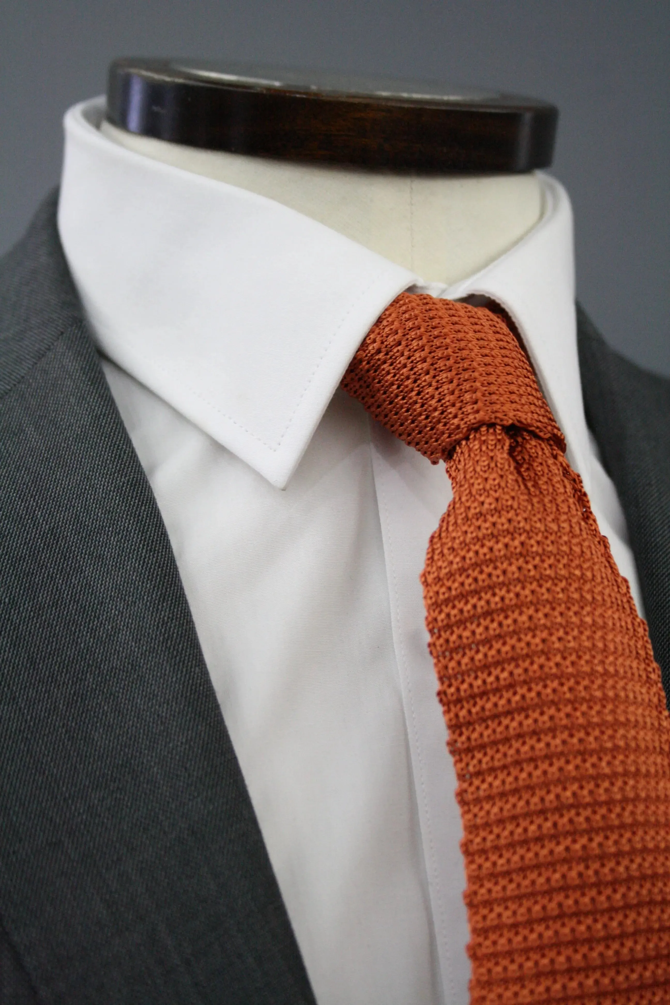 Orange Knitted Silk Tie