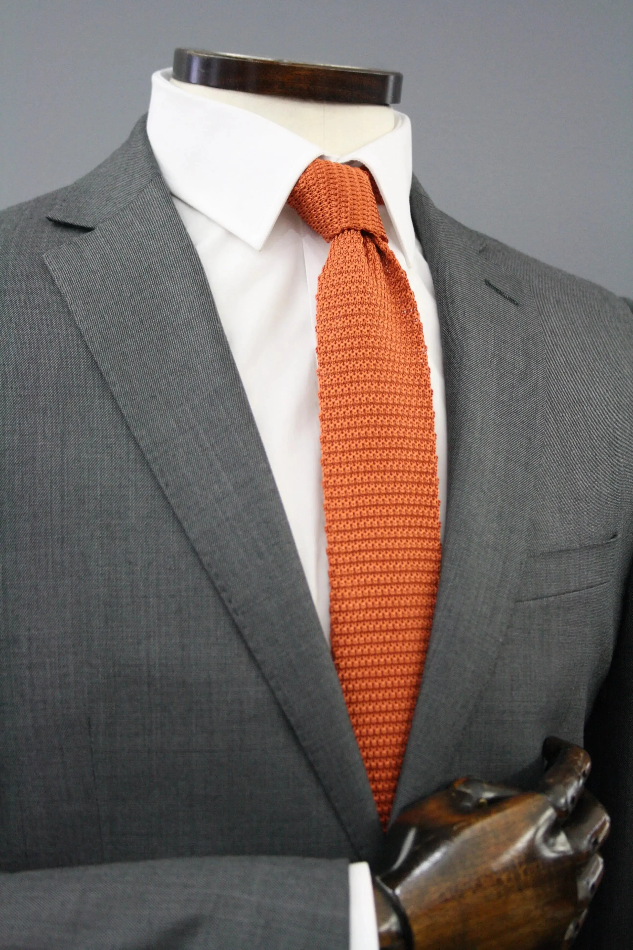 Orange Knitted Silk Tie