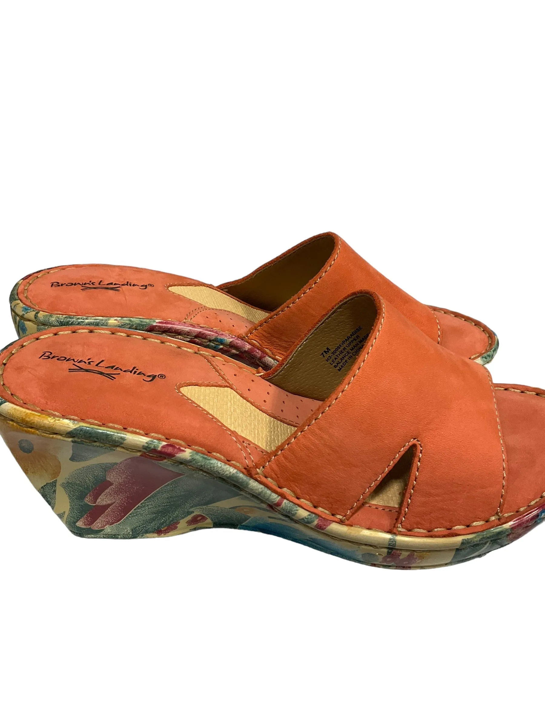 Orange Sandals Heels Wedge Clothes Mentor, Size 7