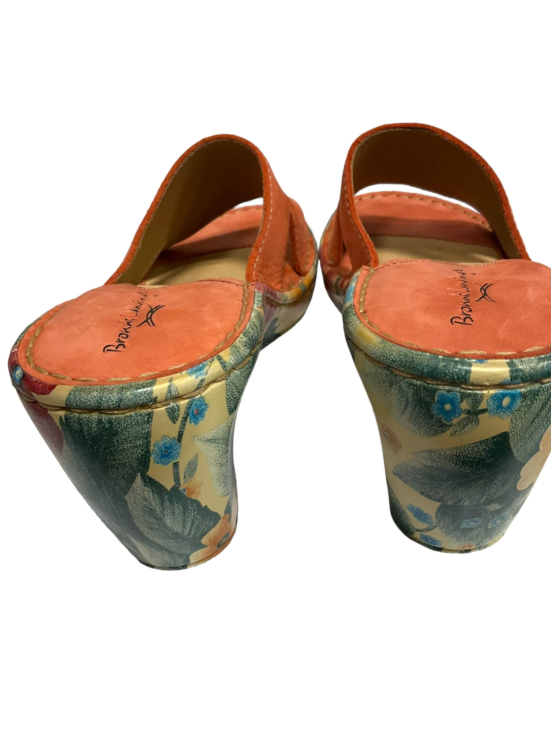 Orange Sandals Heels Wedge Clothes Mentor, Size 7