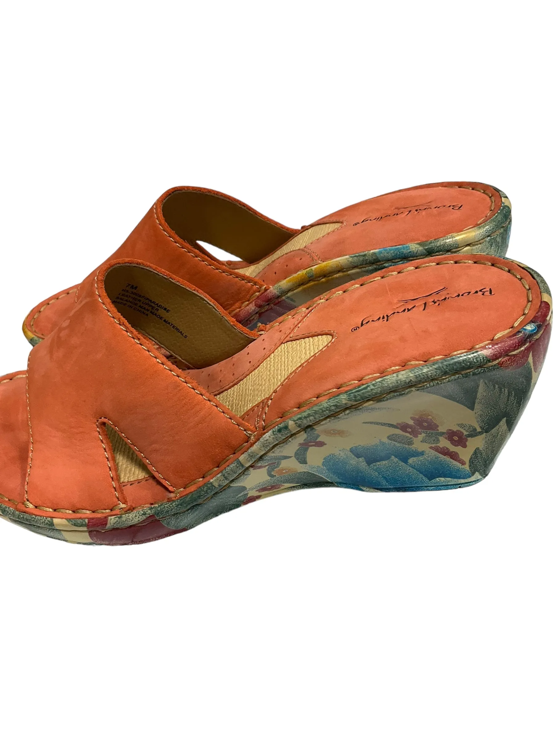 Orange Sandals Heels Wedge Clothes Mentor, Size 7