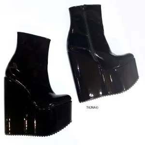 Patent Black Platform Wedge Boots
