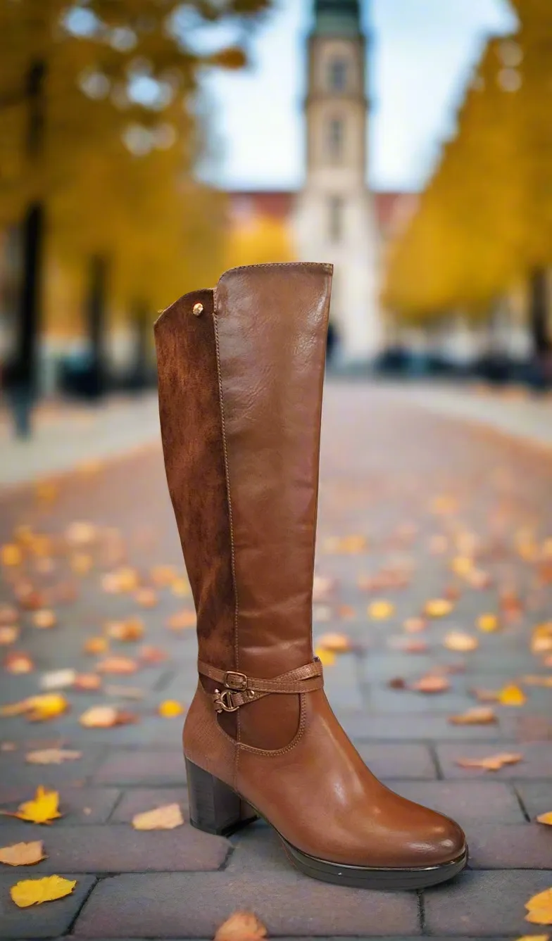Patrizio Como Ladies Tan Boots High Heel Vendome Carmello