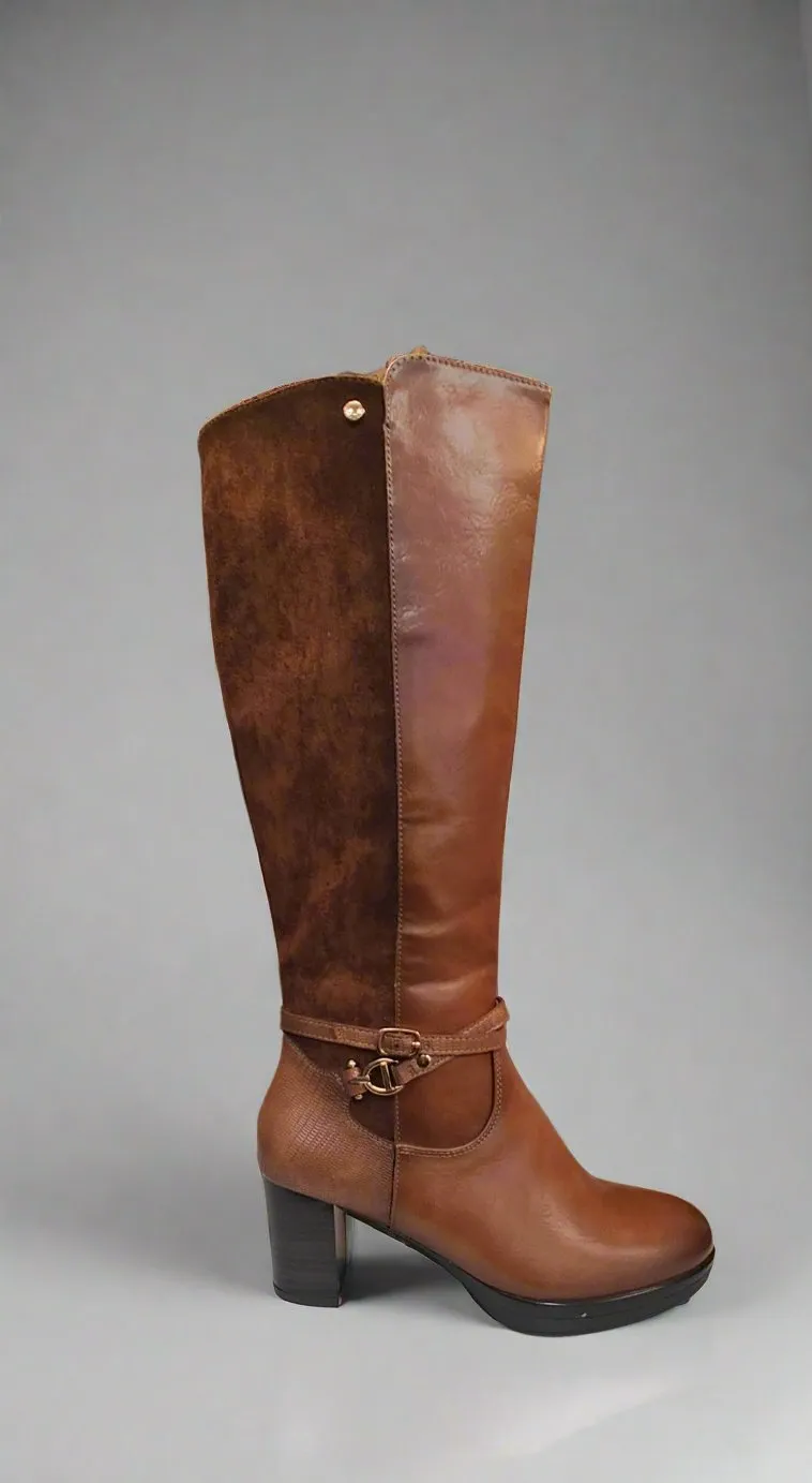 Patrizio Como Ladies Tan Boots High Heel Vendome Carmello