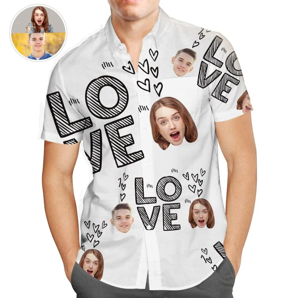 Personalized Photo Hawaiian Shirt Custom Hawaiian Shirt Valentine's Day Gift