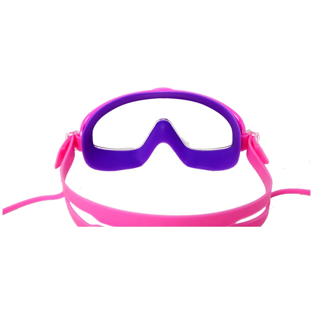 Pink Purple two border Anti Fog UV Protection Leakproof Design Swim Goggles for Kids,4yrs  - 10yrs