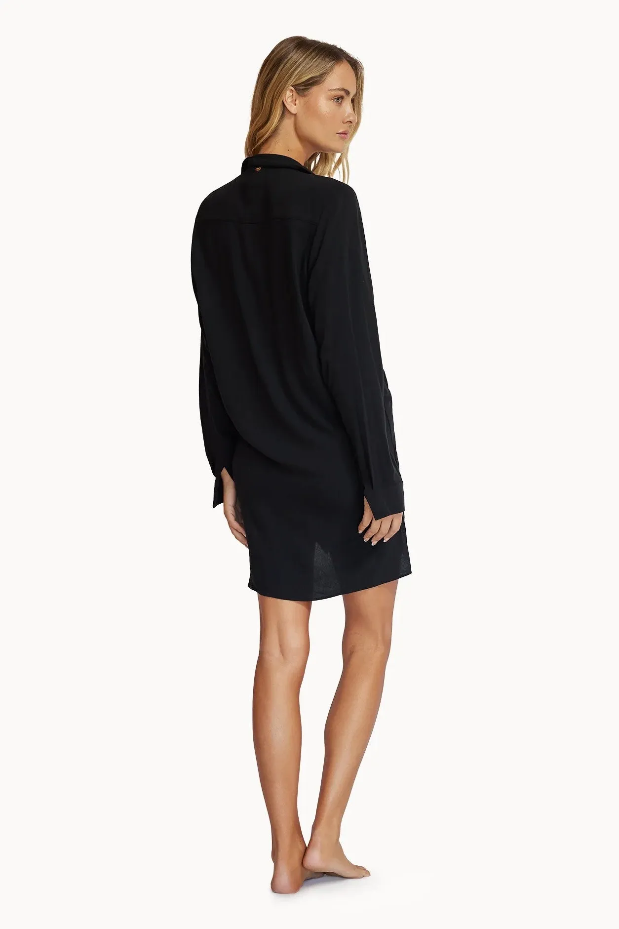 PQ Swim Black Linen Millie Tie Cover Up