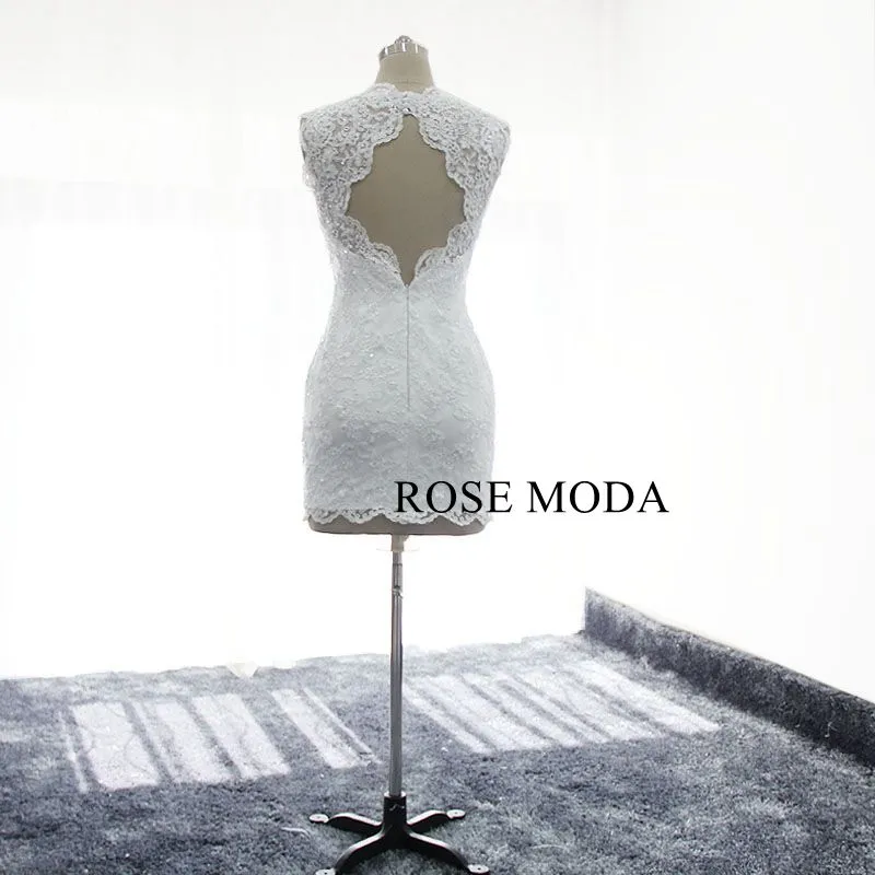 Rosemoda Short Lace Wedding Dress With Removable Skirt
