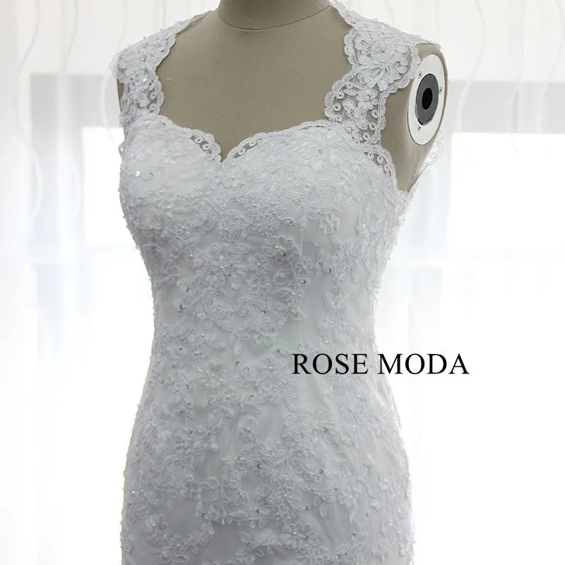 Rosemoda Short Lace Wedding Dress With Removable Skirt