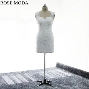 Rosemoda Short Lace Wedding Dress With Removable Skirt