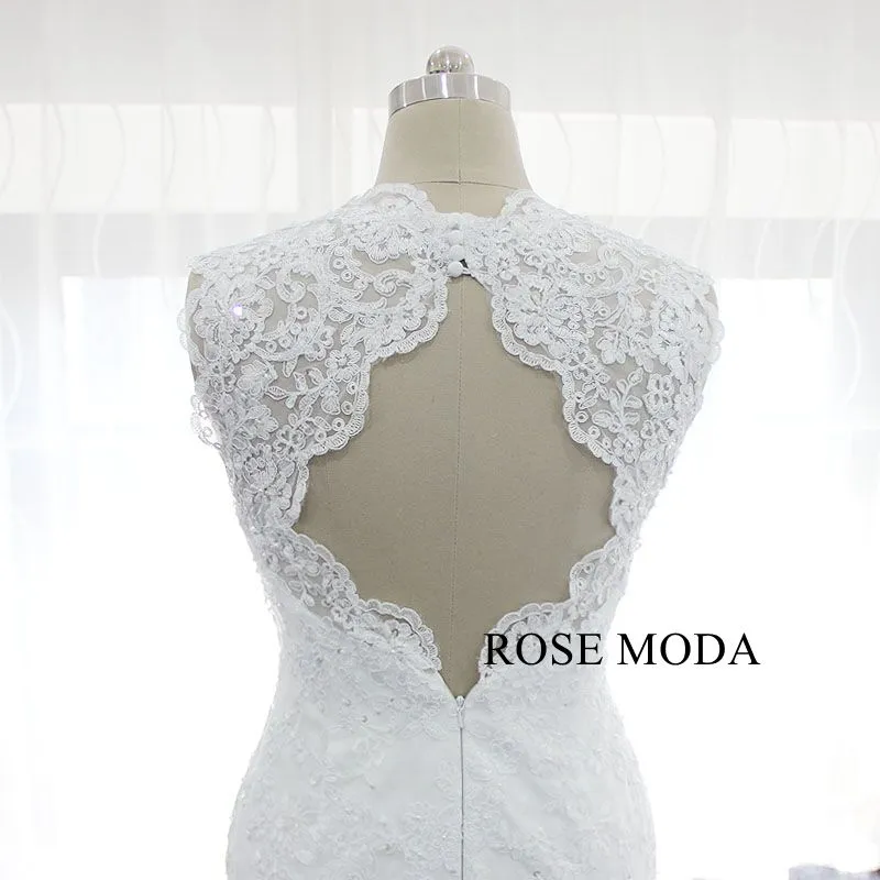 Rosemoda Short Lace Wedding Dress With Removable Skirt