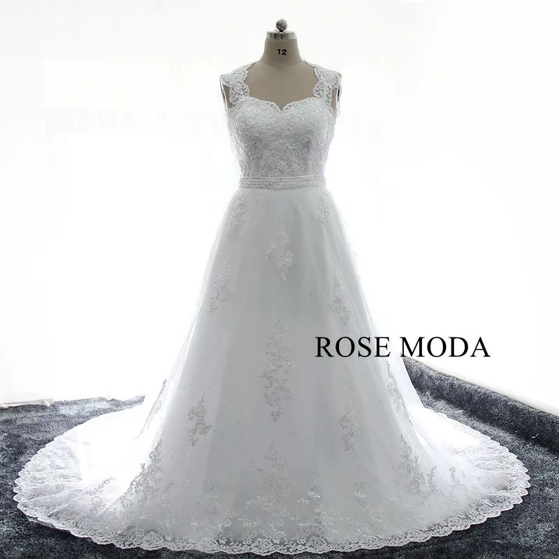 Rosemoda Short Lace Wedding Dress With Removable Skirt