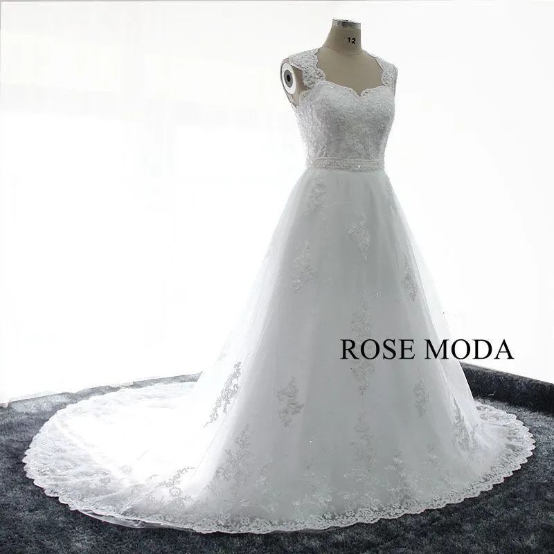 Rosemoda Short Lace Wedding Dress With Removable Skirt