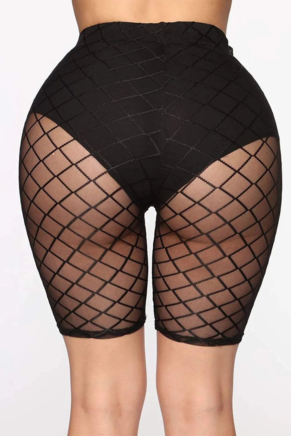 RUEWEY Women See Throug Mesh Fishnet Swimsuit Cover up Pants Bikini Bottom Cover up Shorts