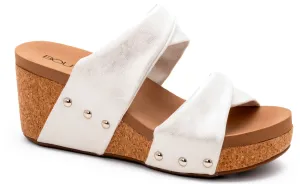 Sale Stranded Wedge Sandal White Metallic
