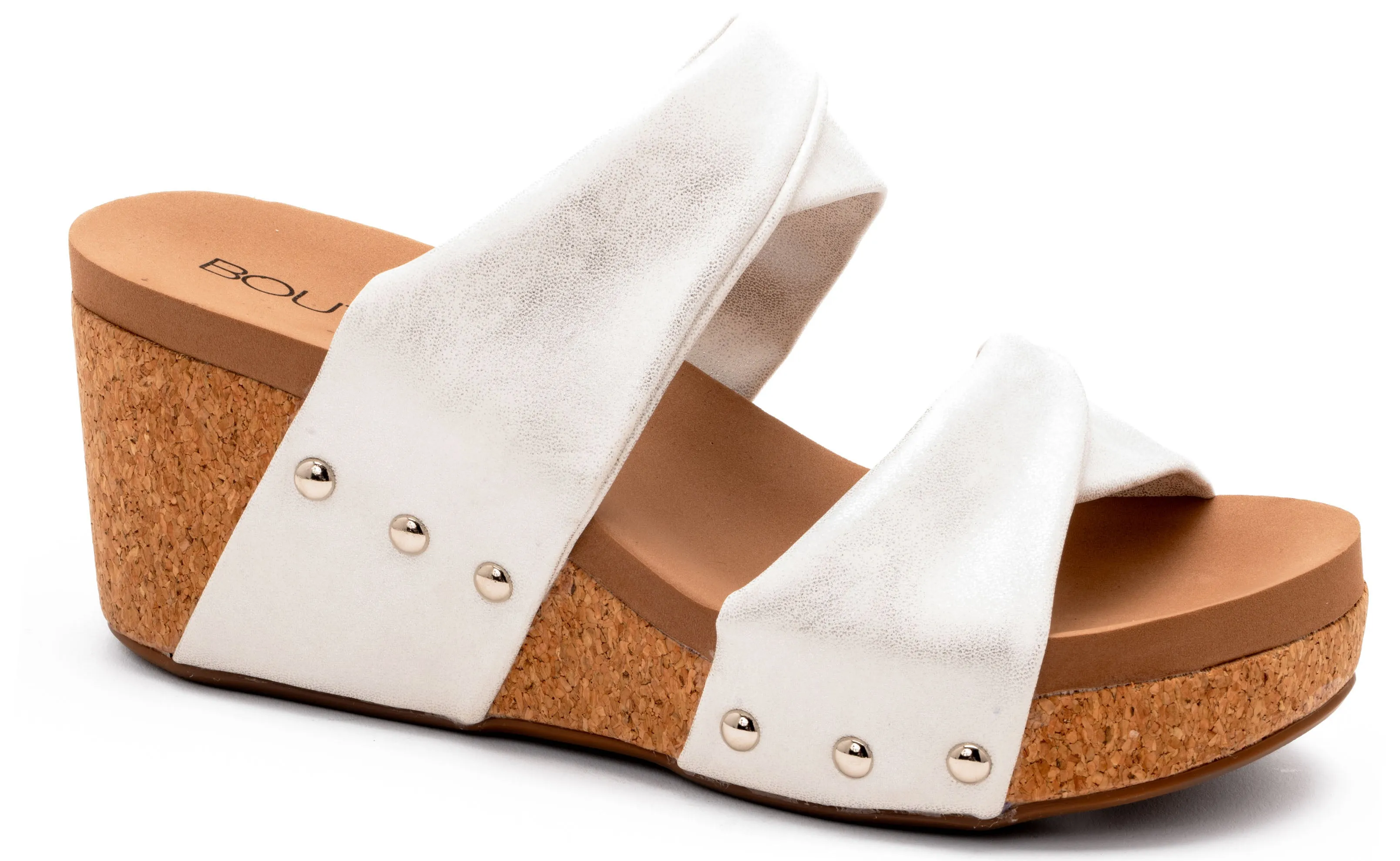 Sale Stranded Wedge Sandal White Metallic