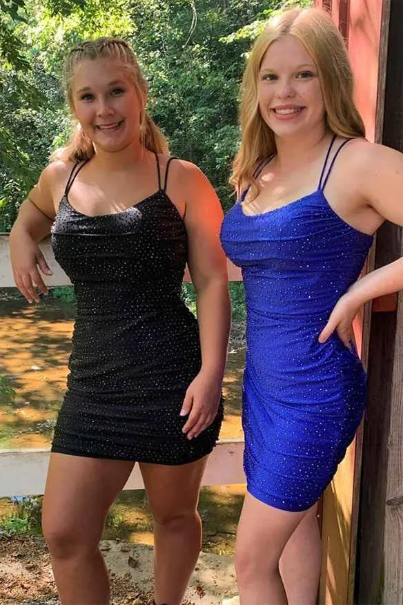 Sexy Short Spaghetti-Straps Tight Homecoming Dress