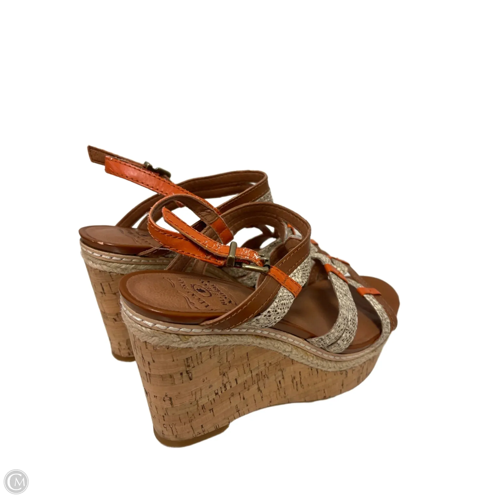 Shoes Heels Wedge By Lucky Brand In Brown & Orange, Size: 7.5