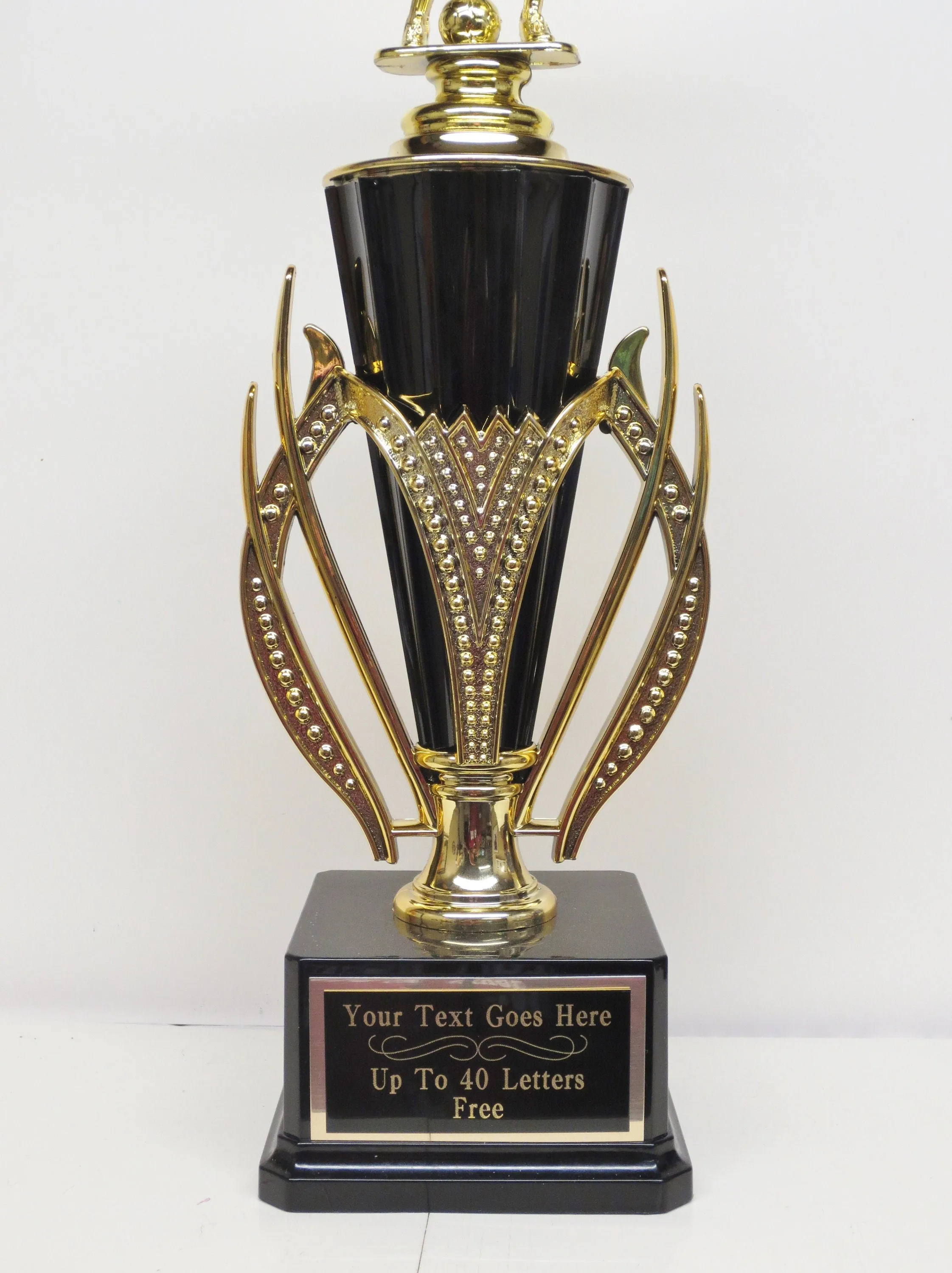 Soccer Trophy Championship Cup Custom Trophy Champion Champ Award Winner Black & Gold Flame Cup Personalized 16" Includes FREE ENGRAVING