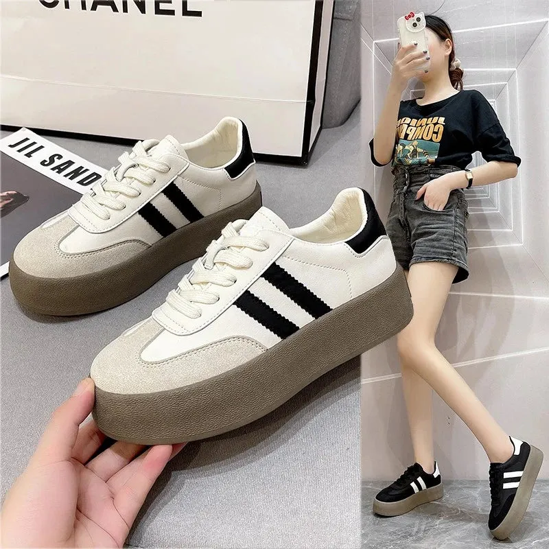 Sohiwoo Ladies Spring Autumn New Fashion Casual Shoes Outdoor Lace Up Sneakers for Women Female Comfortable Versatile Sport Shoes