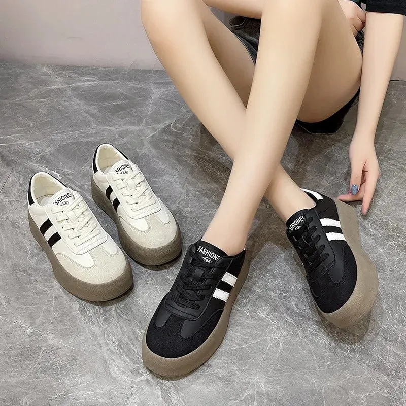 Sohiwoo Ladies Spring Autumn New Fashion Casual Shoes Outdoor Lace Up Sneakers for Women Female Comfortable Versatile Sport Shoes