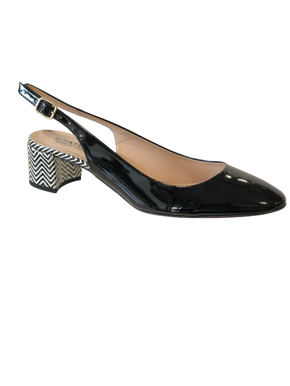 STATUS A853 Black Patent Block Heels